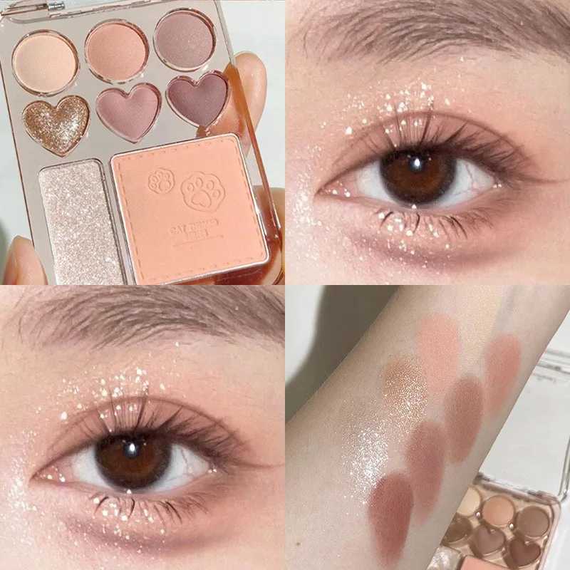 12 color Love Heart eye shadow palette nude natural flash pink low saturation eye shadow tray delicate eye shadow cosmeticsW241212