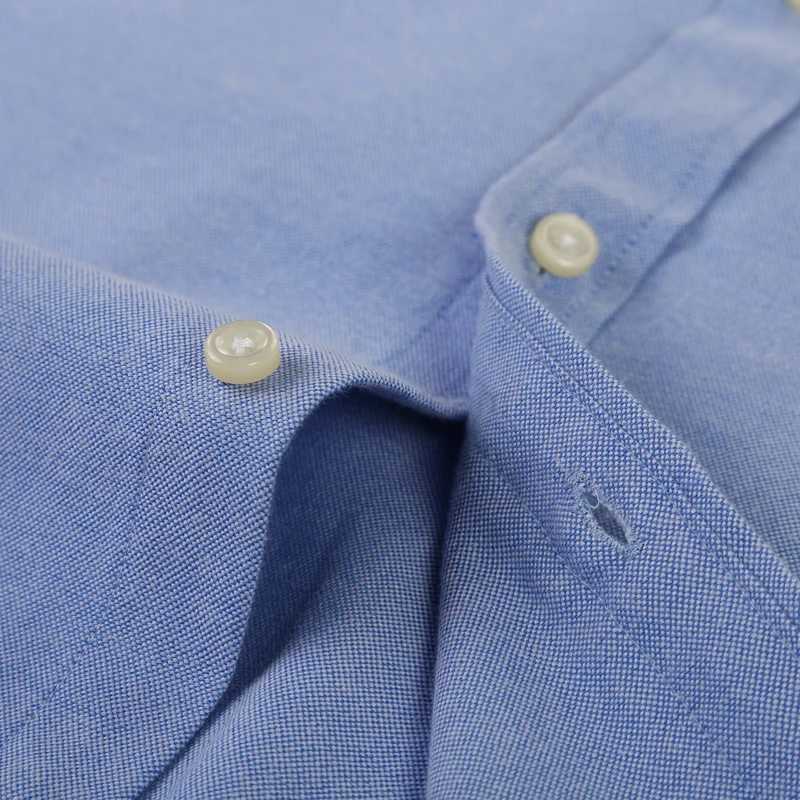 Mens Long Sleeve Oxford Plaid Striped Casual Shirt Front Patch Chest Pocket Regular-fit Button-down Collar Thick Work ShirtsXJ240812