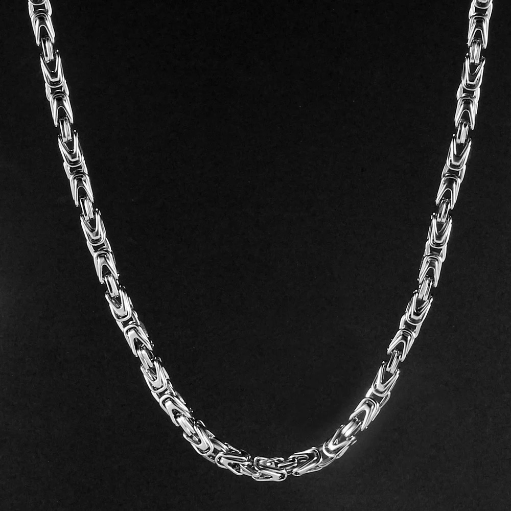 Stainless steel Byzantine chain necklace mens gold silver hiphop party jewelry gift selling 240807wtt - view 7