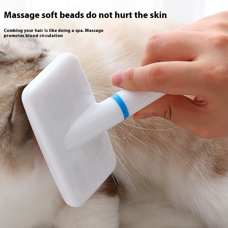 Pet Lovers' Choice: Lightweight White Rubber Grip Handled Airbag Brush for Gentle Detangling of Canine Coats