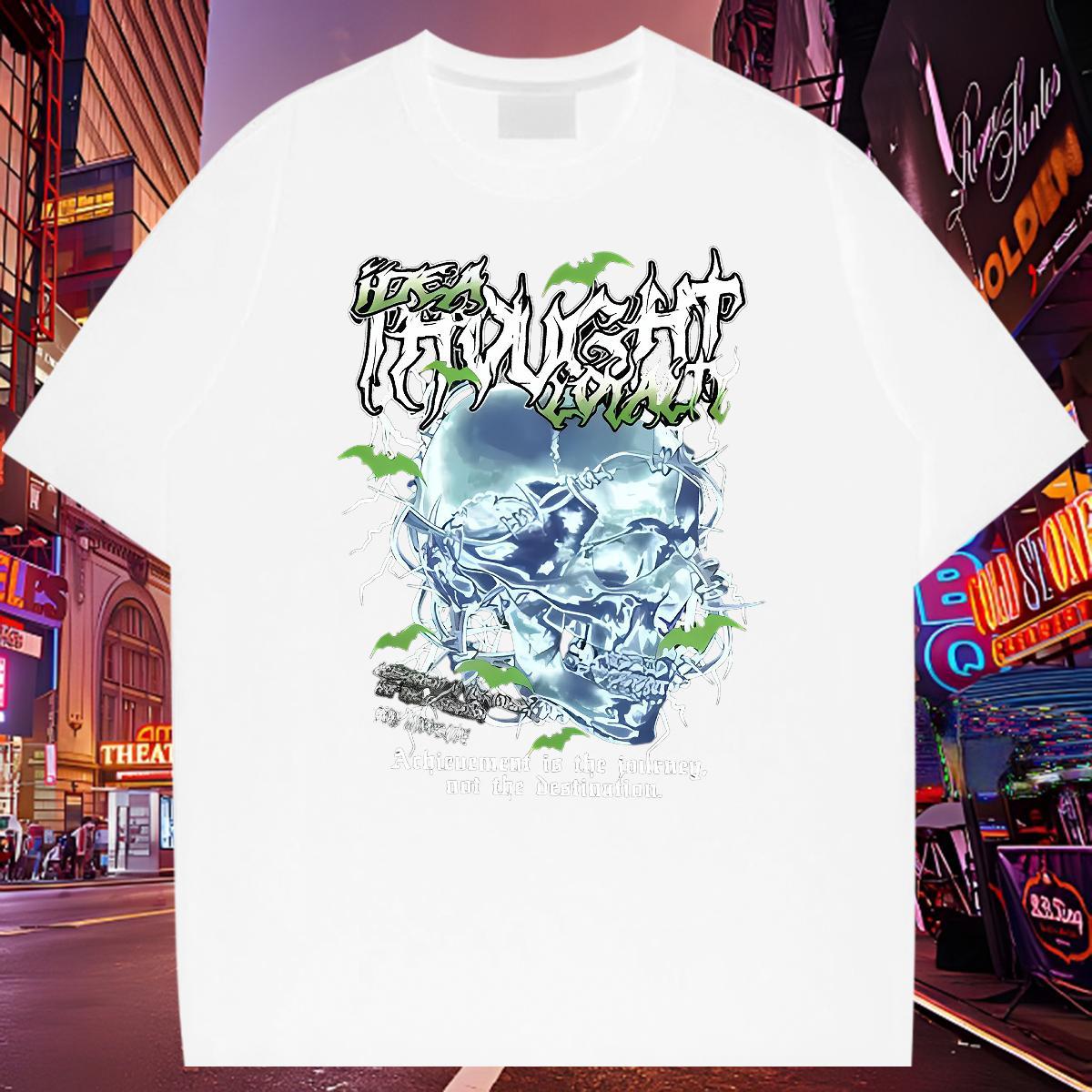 New Designer T-Shirts for Men skull Tops Shirt 230g Cotton Daily Outfit Free Shipping DIY Breathable Short Sleeve Tshirt for Man Woman