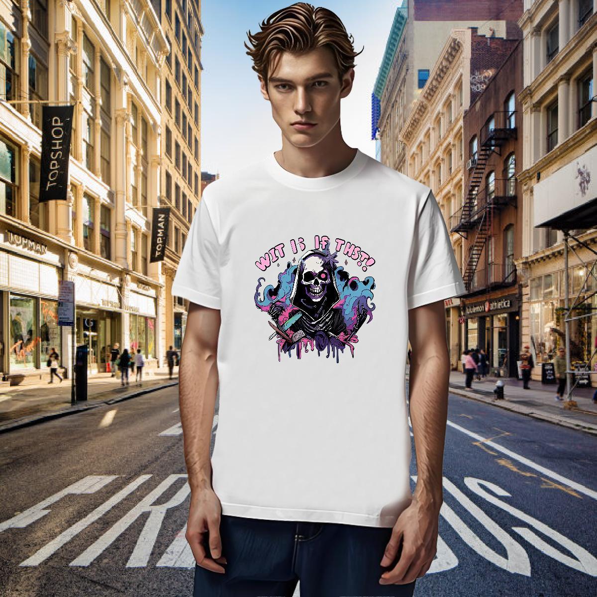 Fashion Designer Man T Shirts skull Tops 230g 100% Cotton Anime Printing Street Unisex Cartoon Print Breathable Crew Neck Tshirts