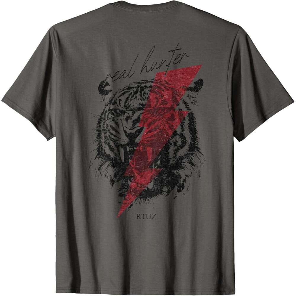T shirt for Mens Beast of prey Tiger Back Print Hip Hop Vintage Edgy Urban Y2K Streetwear T-Shirt Shirts Tshirt Graphic Tee Casual Tops Clothes Short 