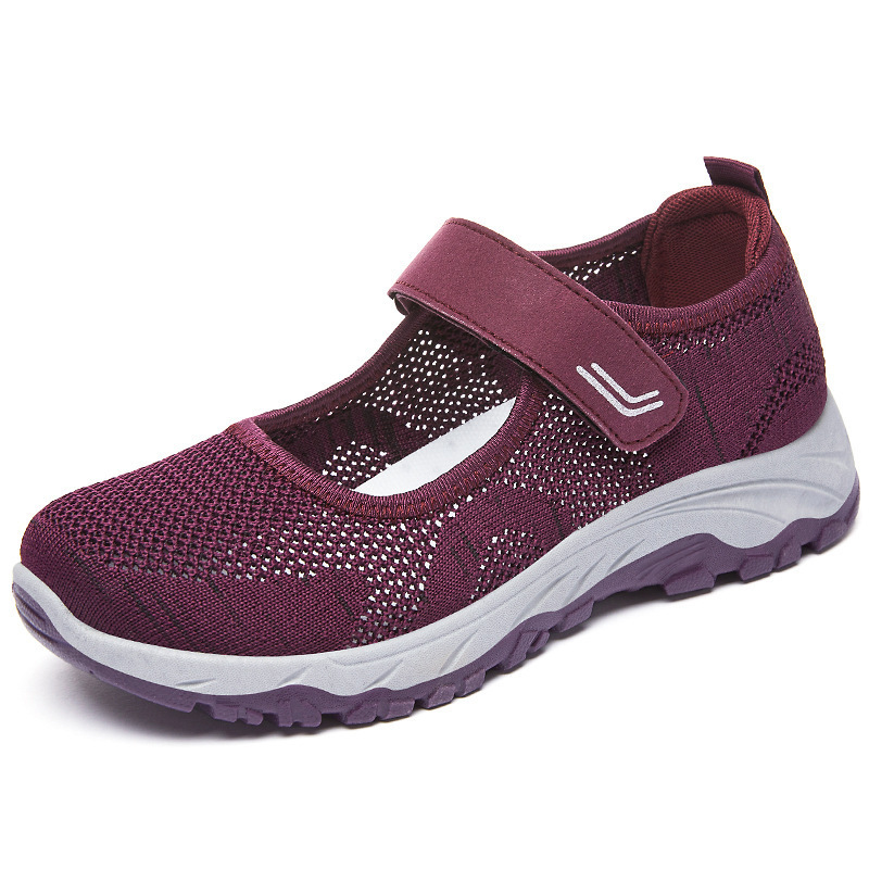 Ddmysports Female Summer New Middle And Elderly Soft Sole Leisure Breathable One Step Mom Shoes Outdoor