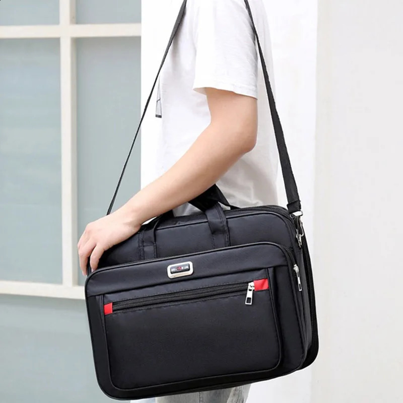 Business laptop briefcase mens waterproof Oxford handbag office document messenger shoulder bag large administrative XA303C 240810