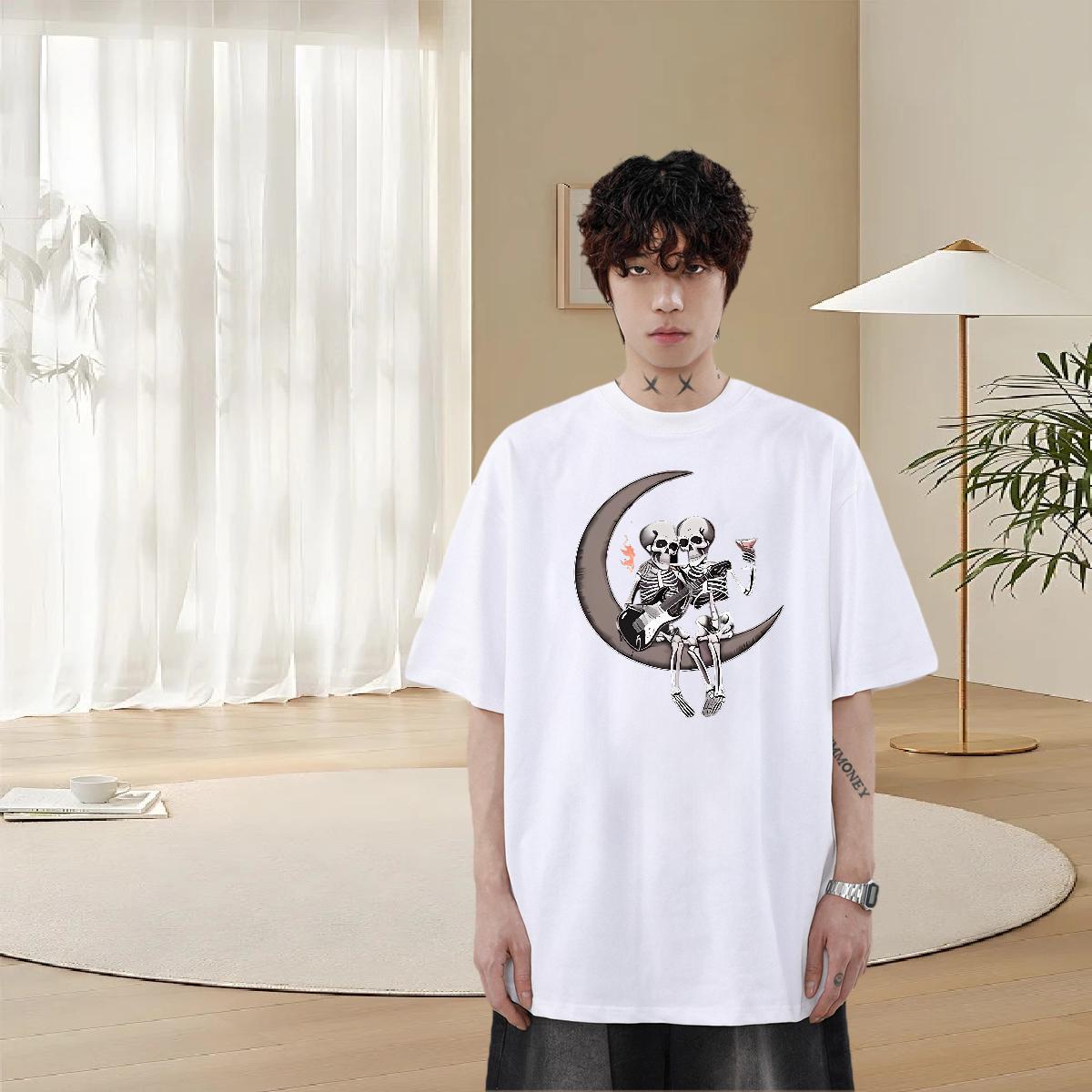 Free Shipping Men T Shirts moon Tops Tees 100% Cotton 230g Casual Daily Wear Designer Custom Print Oversized Breathable Crew Neck Tshirt for Man Woman