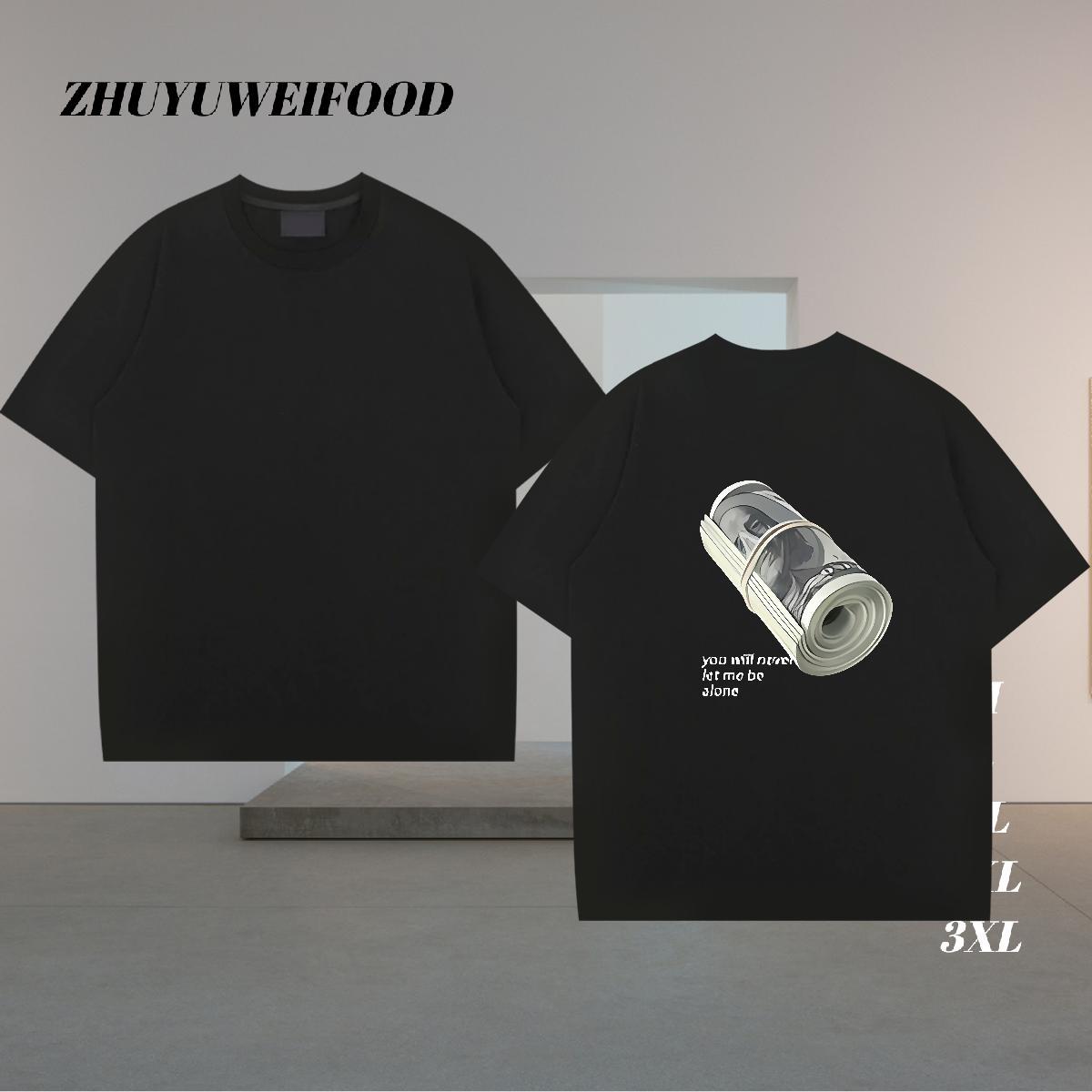 DIY Customized T Shirt For Man money Top Tees 100% Cotton 230g Outdoor Cool Design Anime Print Crew Neck Breathable Men Clothes T-Shirt