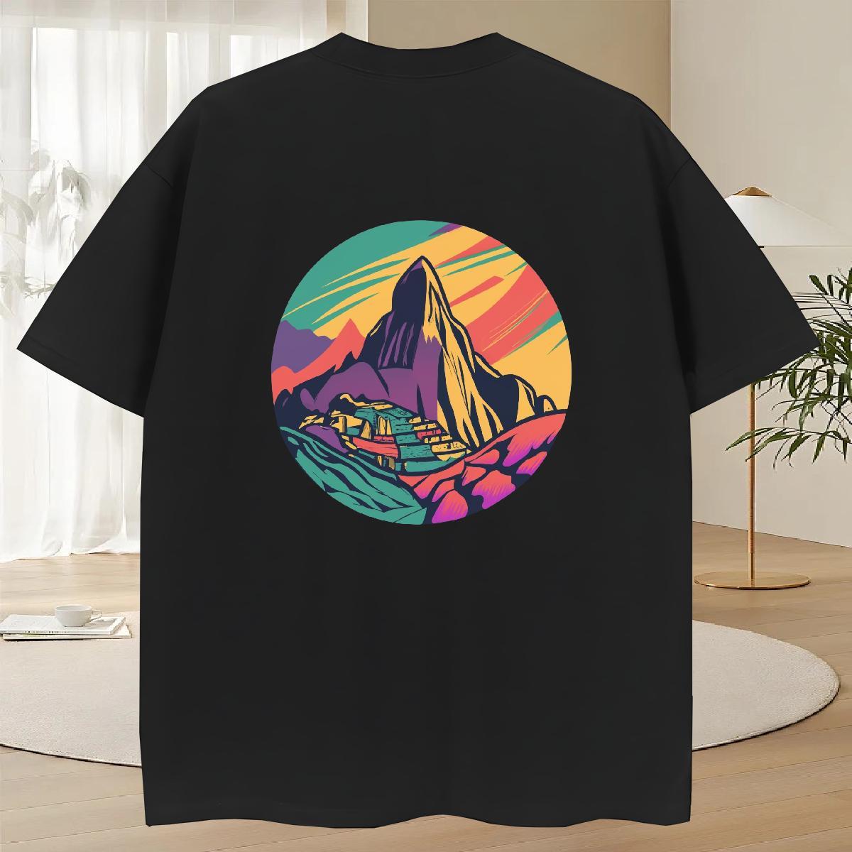 Fashion Man T Shirts mountains Wear 230g 100% Cotton Street Wholesale Skull Pure Cotton Men Tees