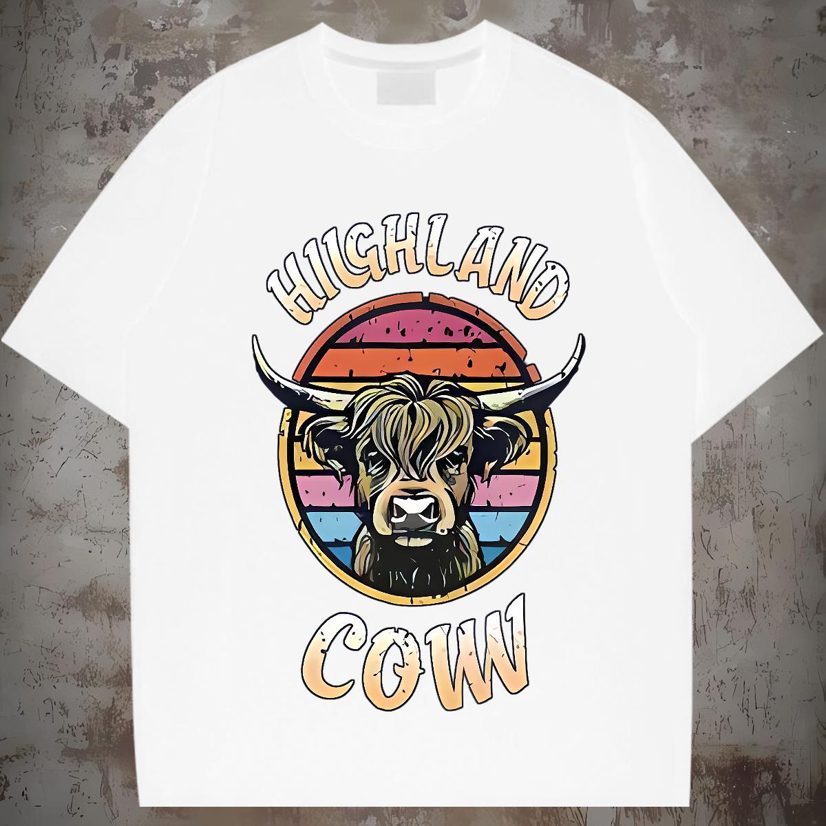 Loose Fit T-Shirts cow Breathable Short Sleeve Daily Wear DIY 230g 100% Cotton Men Tops Tees Casual New Polos