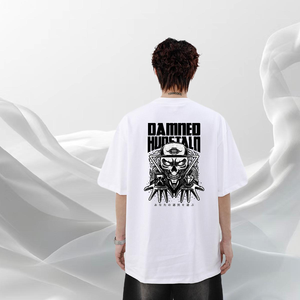 Designer Men T Shirts skull Tshirts 230g 100% Cotton High Street Hip Hop Loose Fit Oversized Crew Neck Breathable Tshirt for Man Woman