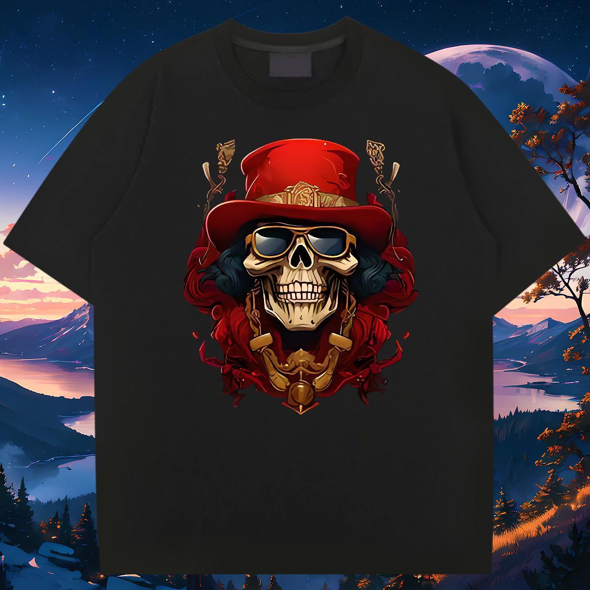 Classic T shirt skull Polos 230g Pure Cotton Casual Daily Wear Cool Design White Plus Size Crew Neck Breathable Tshirt for Man Woman