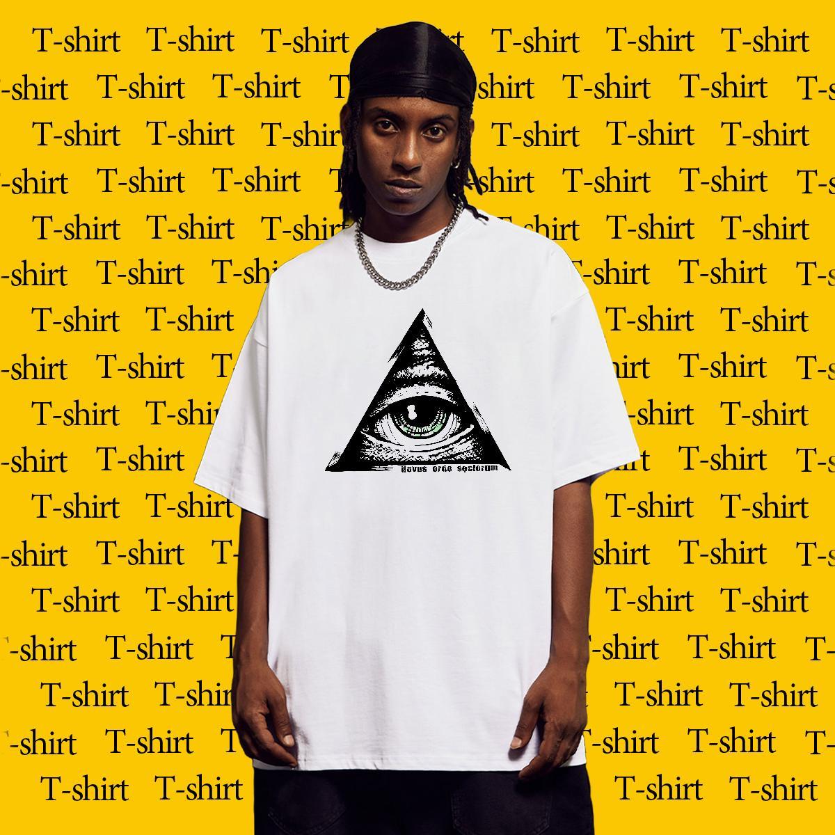 Fashion New T Shirts Men eye of the devil Clothings 230g Pure Cotton Casual Popular Graphic Breathable Short Sleeve Men Tshirts