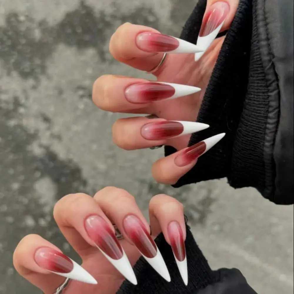 24 pieces of almond shaped ballet dancer fake nails cute cherry Halloween bats French press fake nails DIY handmade W240810