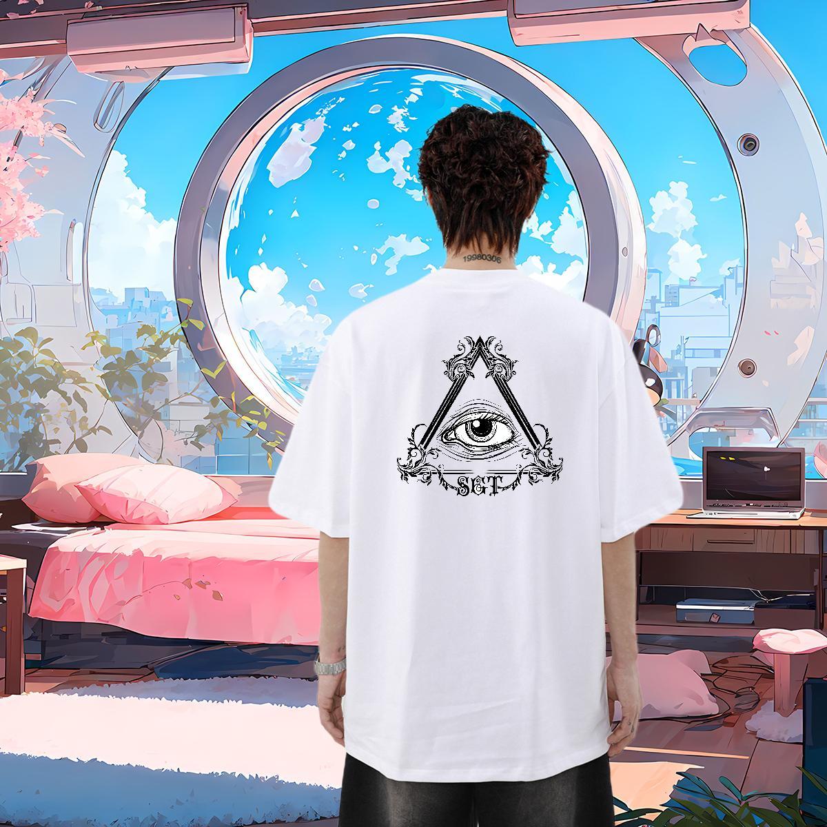 2024 DIY T shirt eye of the devil Wear 100% Cotton 230g Anime Printing Street Free Shipping DIY Printed Pure Cotton Mens Tshirts