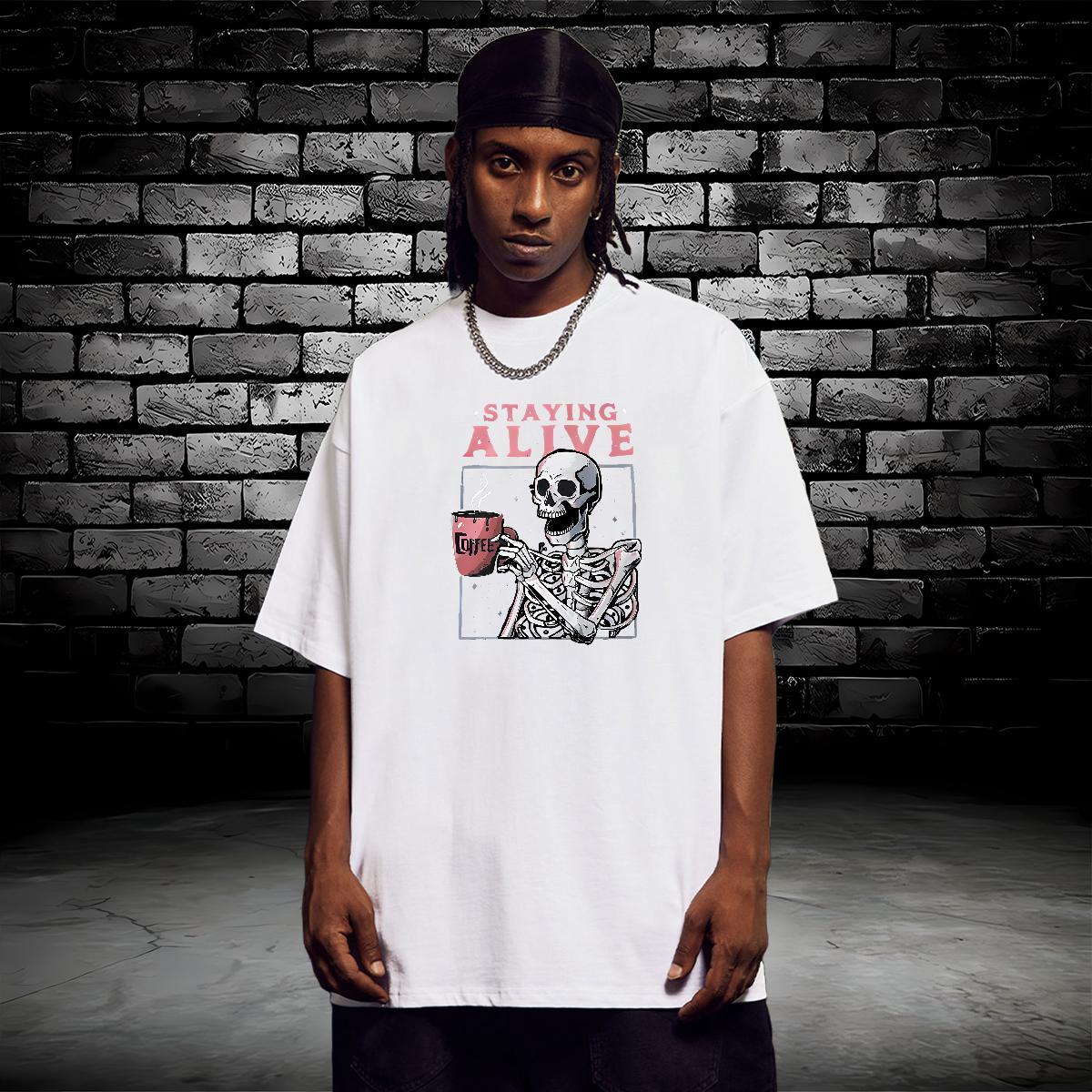 New Arrival Mens T Shirts skull Wear 230g Cotton Hip Hop Street Designer Oversized 4XL Short Sleeve O-Neck Men Tops Tees