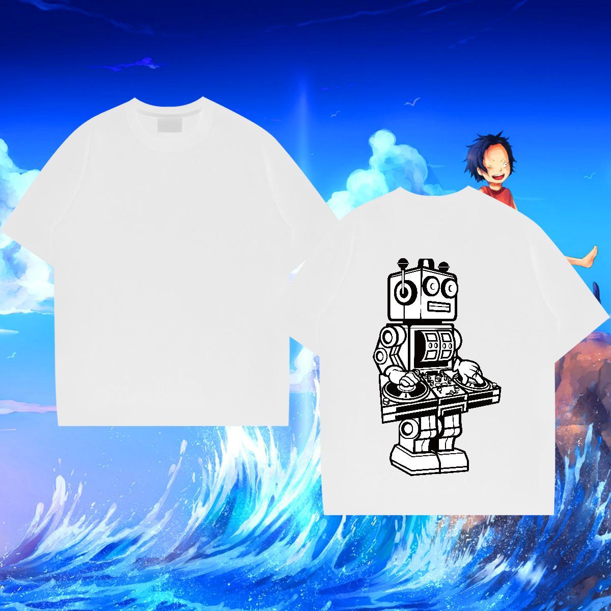 Stylist Mens T Shirts robot Tee Shirt 230g Cotton Hip Hop Street Soft Oversized 4XL Breathable Soft Tshirt for Man Woman