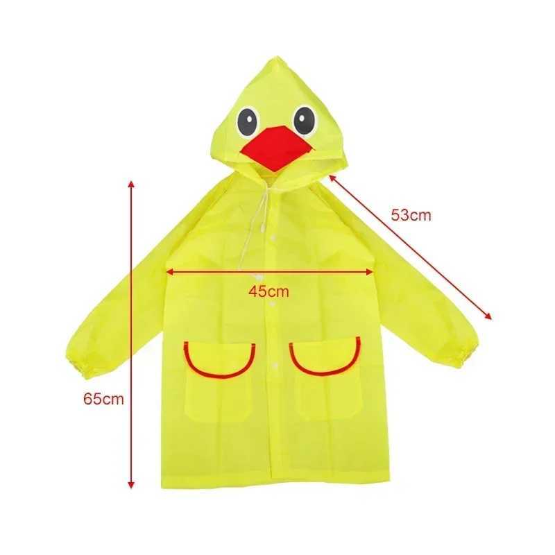 Kids Cartoon Animal Waterproof Foldable Raincoat Rain Poncho Rainwear Solid Color Portable Coat Y240810