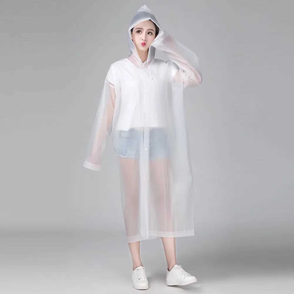 135g Thick Raincoat EVA Women Raincoat Thickened Waterproof Rain Coat Women Clear Transparent Tour Waterproof Rainwear Suit Y240810