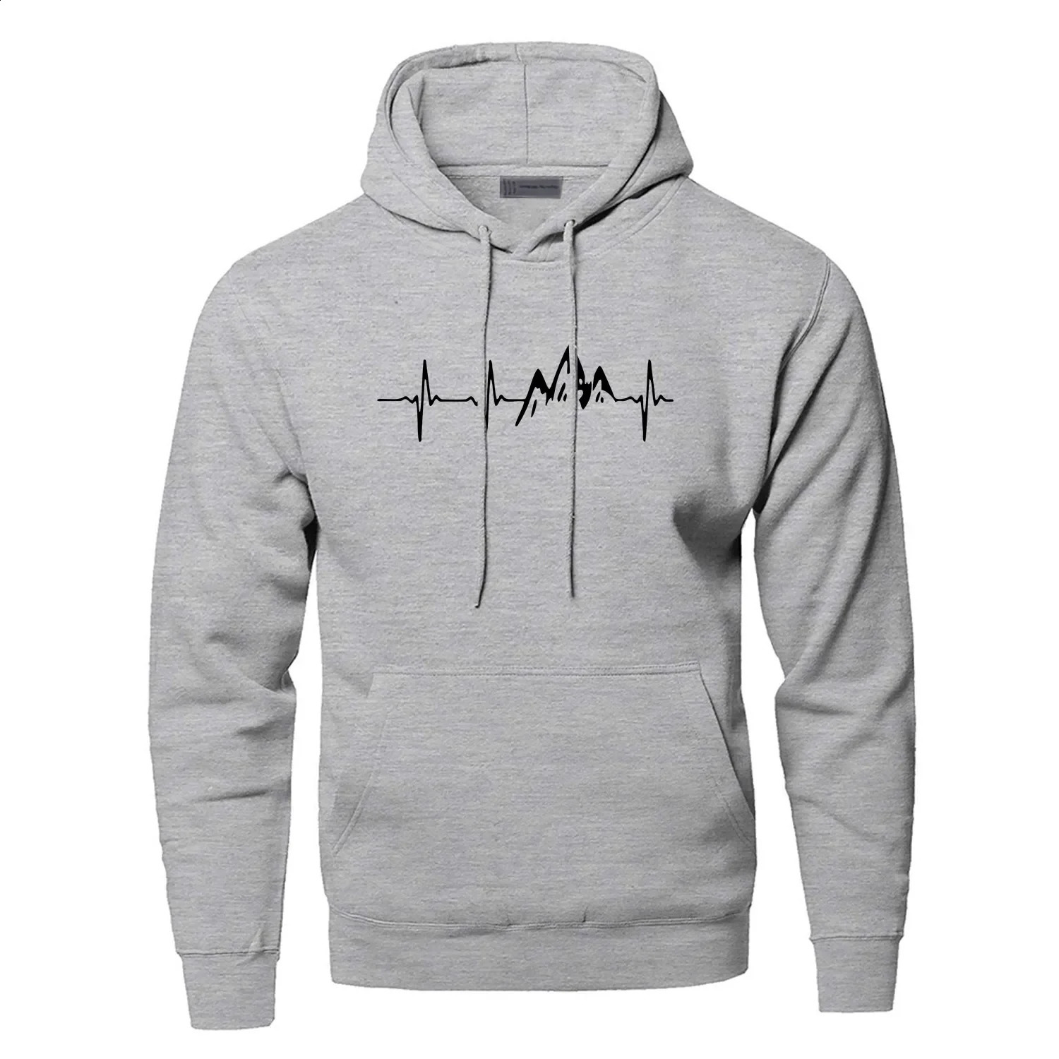Mountain Heartbeat Hoodies Sweatshirt Men Sound Ray Diagram Hooded Sweatshirt Hoodie Winter Autumn Print Black Gray Sportswear 240812