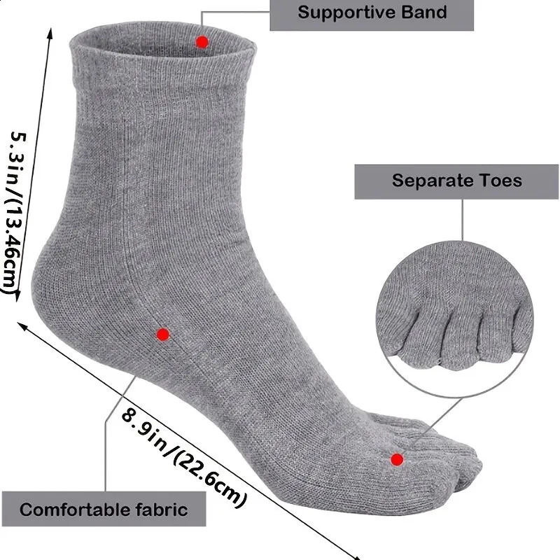 4 Pairs Mens Breathable Sweat Socks Toe Socks Novelty Socks Sports Socks 240812