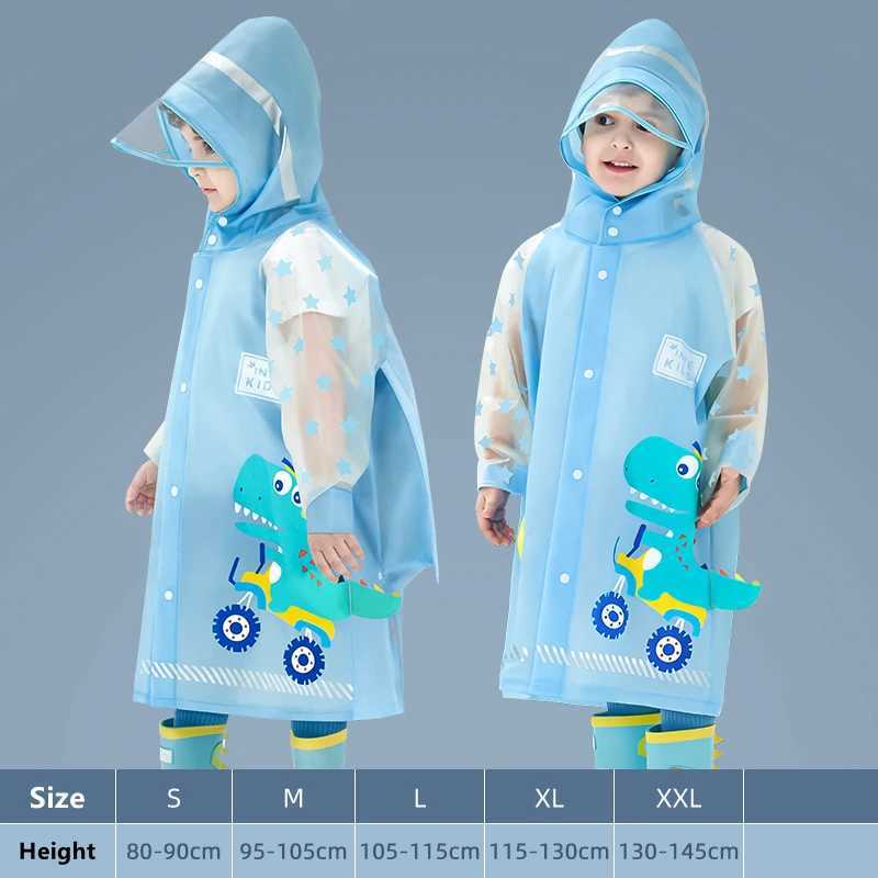 Kids Raincoat Waterproof Rain Poncho Cartoon Unicorn Dinosaur Children School Student Rainsuit Boys And Girls Travel RainWear Y240810