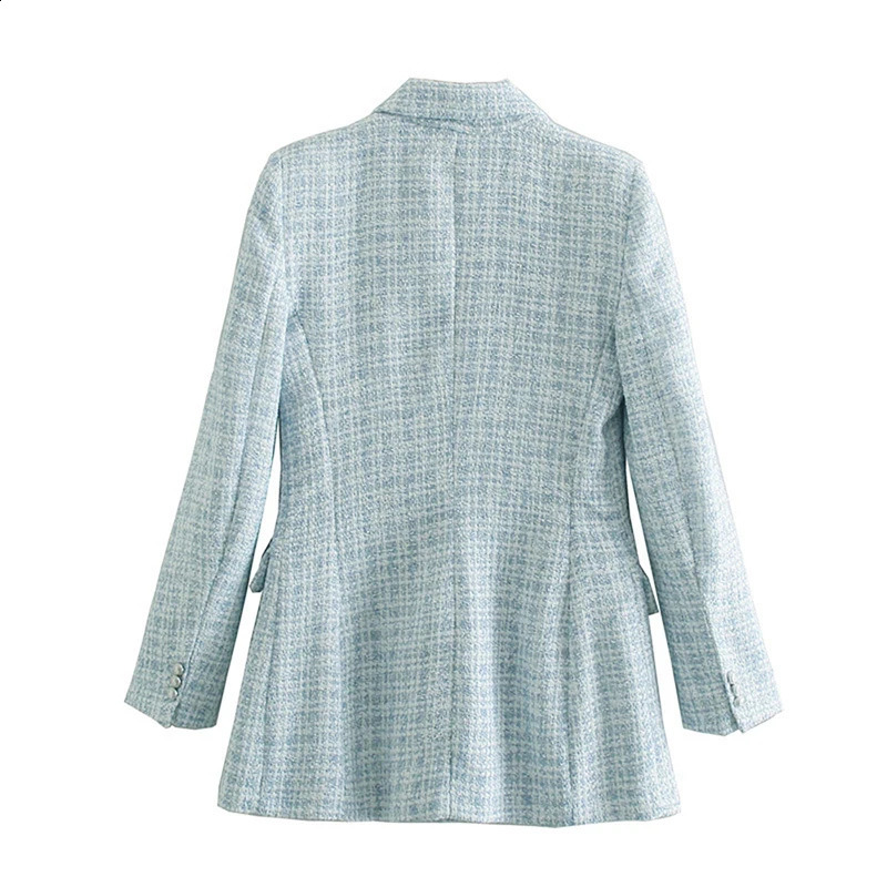 Za Women Suit Jacket Tweed Blazer Women Jacket Femme Plaszcz Wiosenny Damski Sobrecamisa Cuadros Plaid Checkered Blazer 240812
