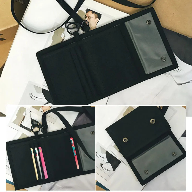 Trifold Students Wallets for Shoulder Sling Youth Men Women Shortstyle Hasp Card Purse Girls Boys Case Holder 240810