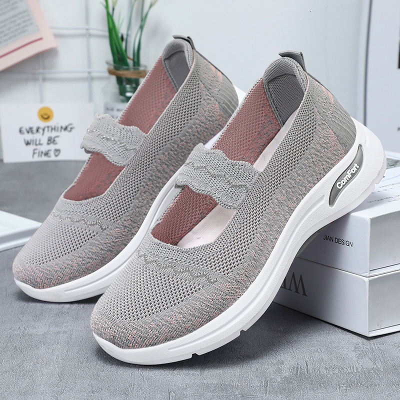 Ddmysports Shoes In Summer Mom S Lightweight And Comfortable Walking Shoes Fly Woven Breathable Casual For Women Outdoor