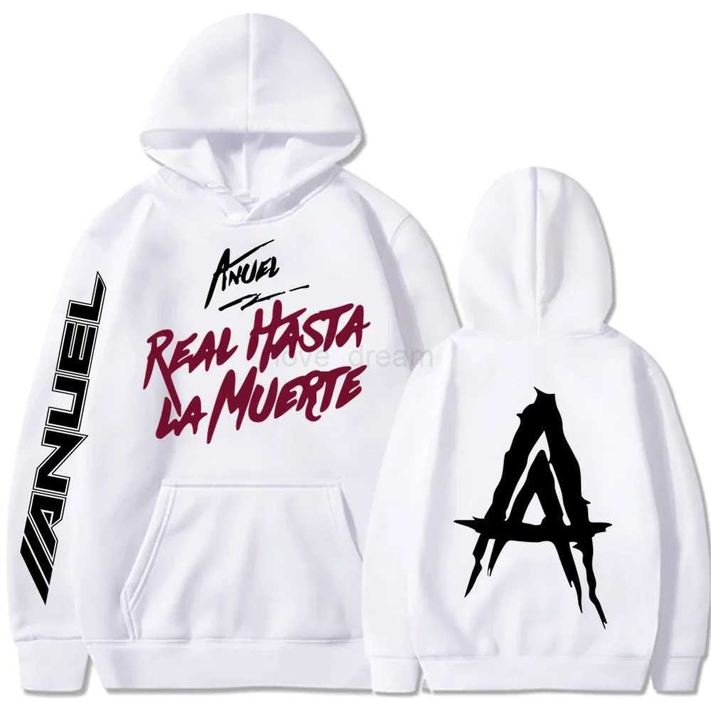 Anuel AA Hoodies Autumn Fleece Hoodie Mens Anuel AA Real Hasta La Muerte Printed Sweatshirts Rapper Loose Pullover StreetwearXJ240812