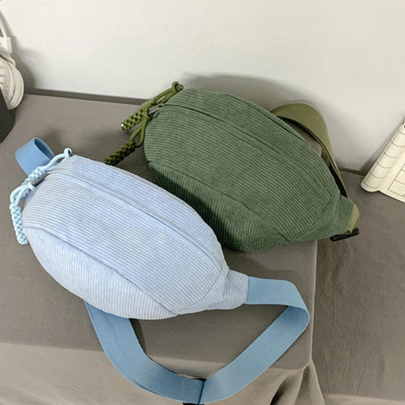 Women Waist Pack Large Capacity Corduroy Fanny Street Style Chest Bag Fashion Shoulder Crossbody Bags Casual Belt 240810Z