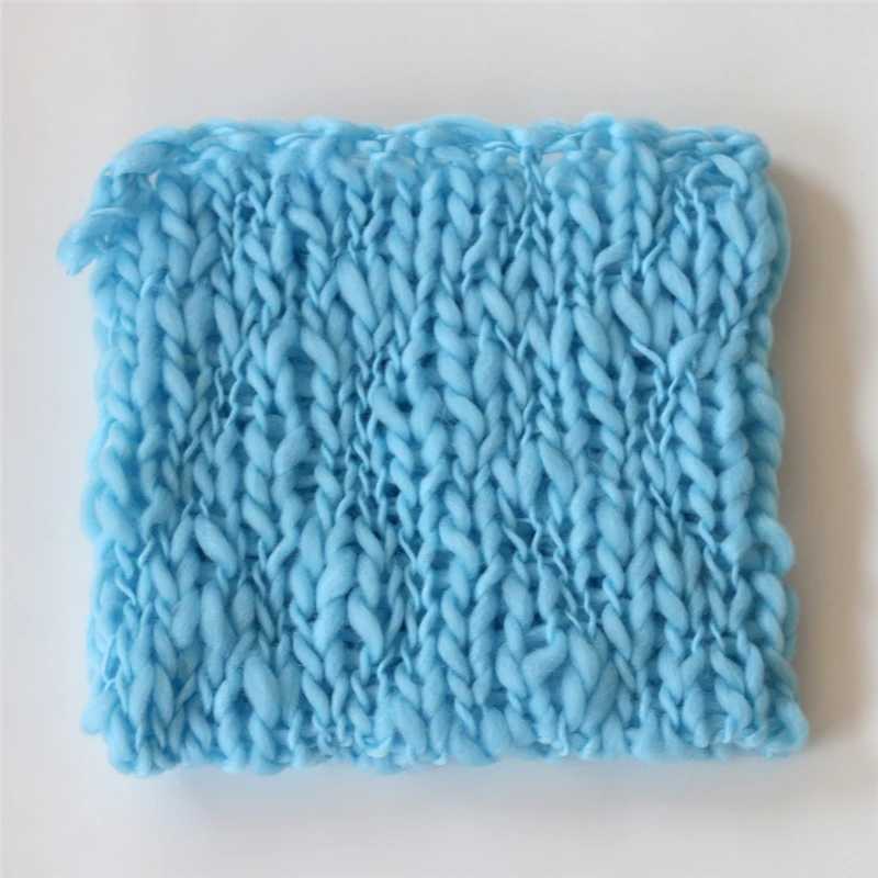 Handmade knitted crochet blanket pad soft material baby newborn photography blanket basket filled with cotton thick picture backgroundW240810