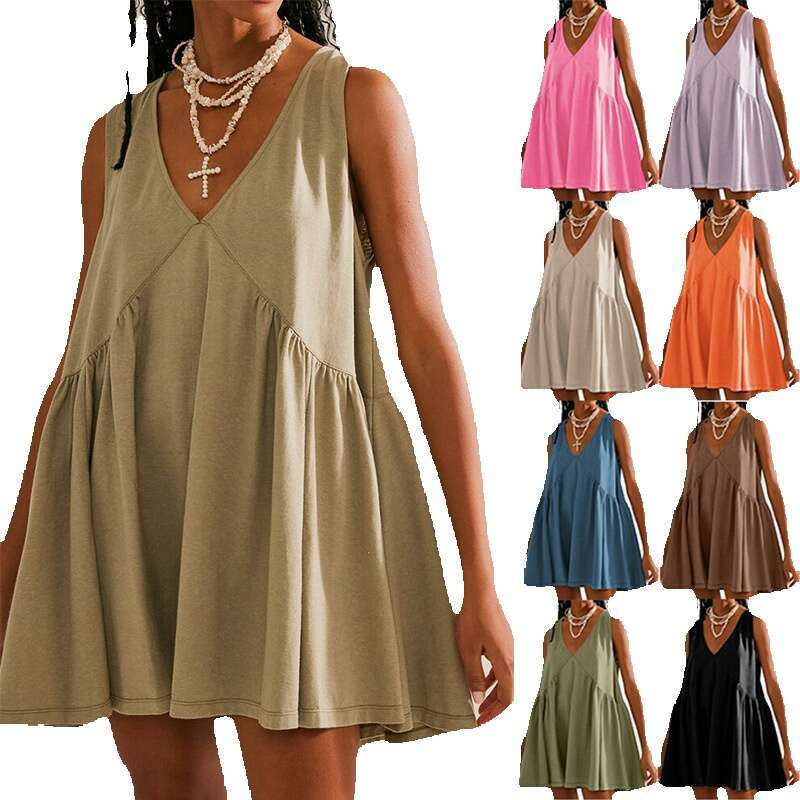 Retro Popular Ventilation Versatile Fashion Womens 2024 New Tiktok Casual Vest Pocket Pleated Dress Fishtail Dress Autumn Dress Women Novelty Sexy Lac