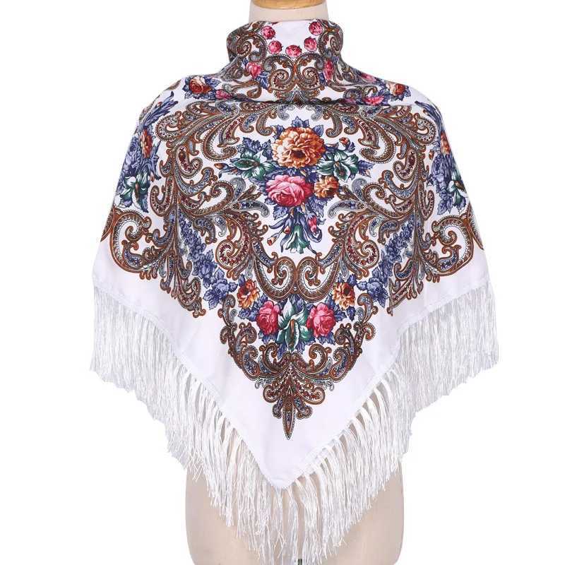New Bohemian shawl womens autumn/winter printed warm shawl with Muslim headscarf style square shawl W240810