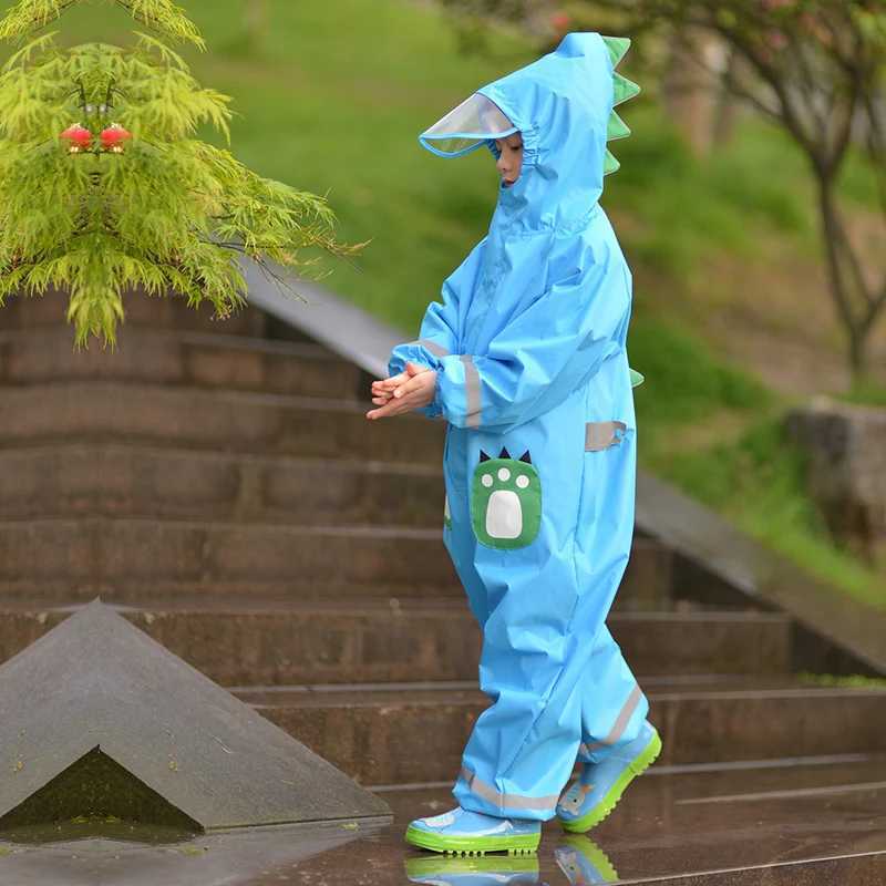 80-145cm Boys Girls Raincoat For ChildrenWaterproof Rain Coat Jumpsuit Students Raingear Kids Poncho Y240810