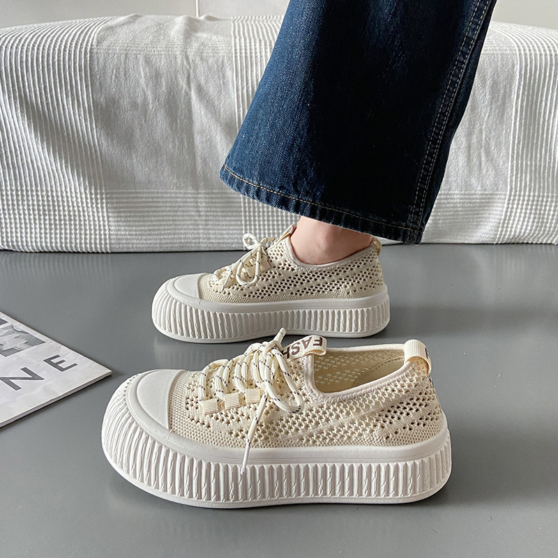 Ddmysports Summer New Ollow Sock Breathable Student Big Ead Instagram Korean Edition Little White Shoes DT Outdoor