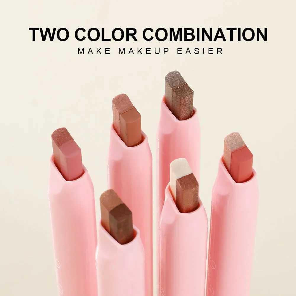 Velvet Gradient Two-tone Eyeshadow Stick A Touch of Two Colors Gradient Not Easy To Smudge Rotating Retouching Eye Shadow PenCL240812