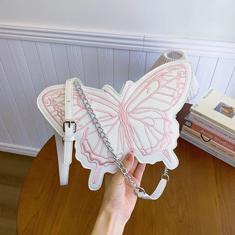 Women Butterfly Shape Shoulder Bag Fashion Embroidered Thread Single Shoulder Underarm Bag 240812