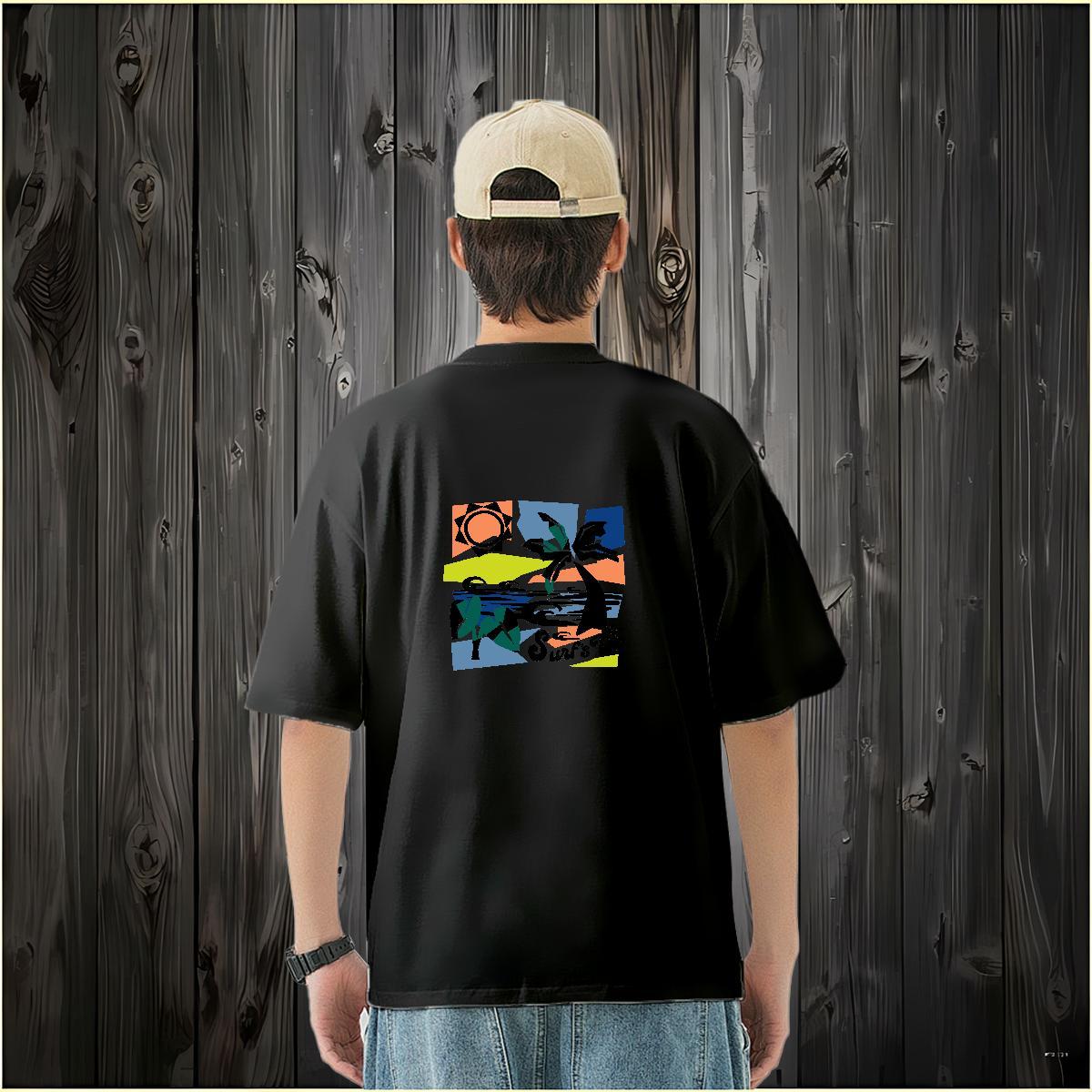 2024 DIY T shirt tree Tees Shirts 230g Pure Cotton Hip Hop Loose Black Oversized Breathable Soft Tshirts