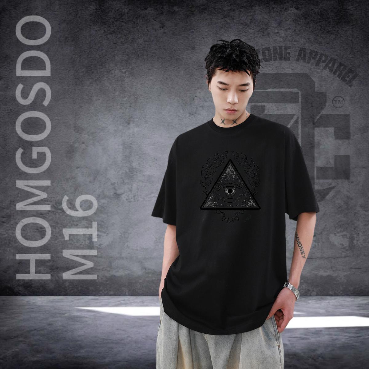 2024 Summer T-Shirts eye of the devil Top Tees 100% Cotton 230g Hip Hop Unisex Plus Size Custom Breathable Short Sleeve Men Clothes T-Shirt