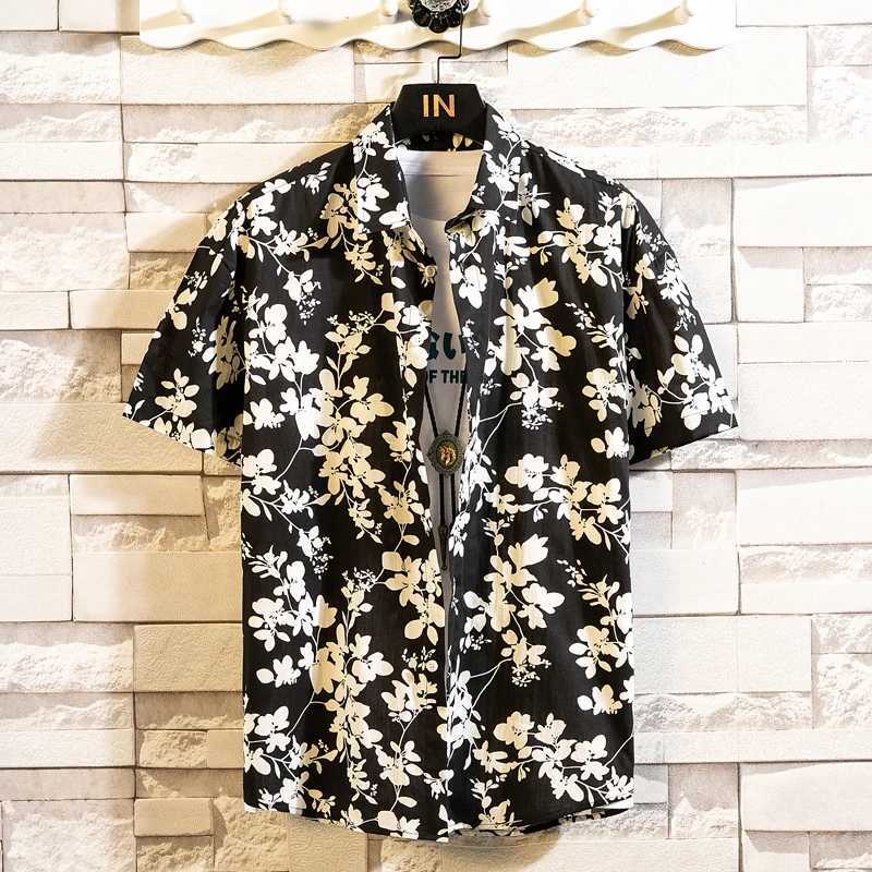 Summer High Quality Cotton Mens Hawaiian Shirt Printed Short Sleeve Big Size Hawaii Men Beach Floral Shirts Multiple 1037XJ240812