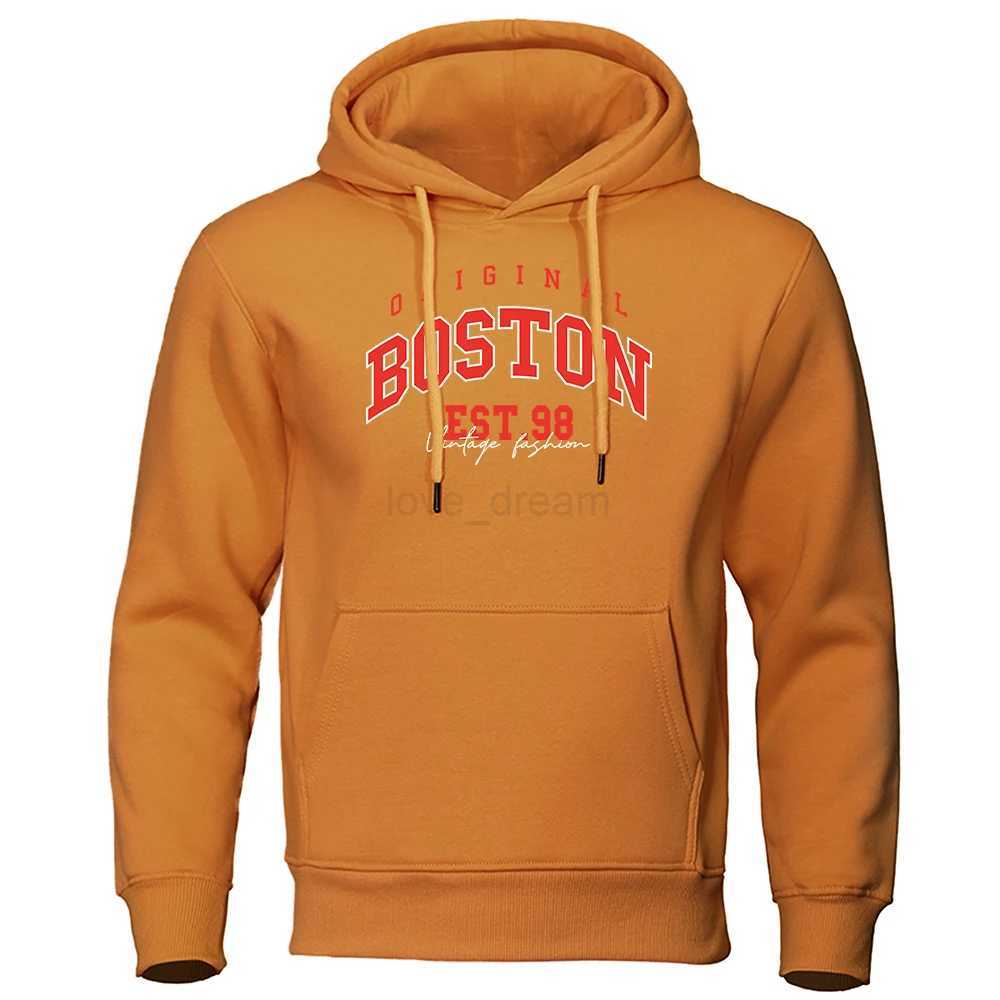 Original Boston Est.98 Prints Mens Hoodies Simple Oversize Hoodie Street Comfortable Hoody Hipster Soft Autumn Streetwear WomanXJ240812
