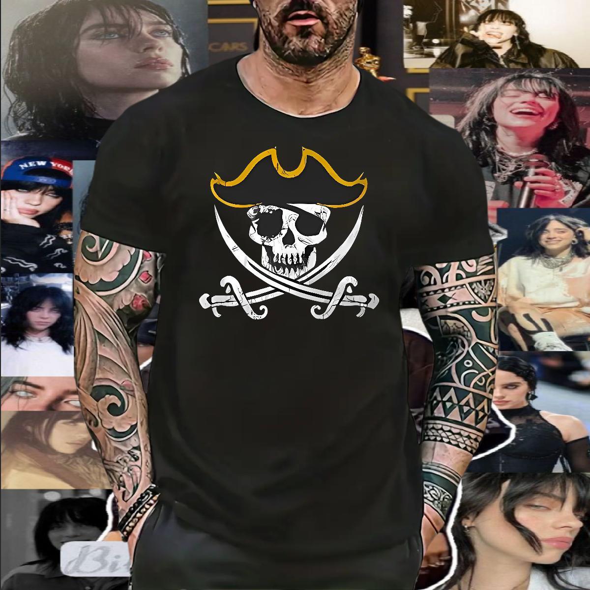 New T-Shirts for Men skull Wear 230g Pure Cotton Street Wear Designer DIY Anime Crew Neck Men Tops Tees