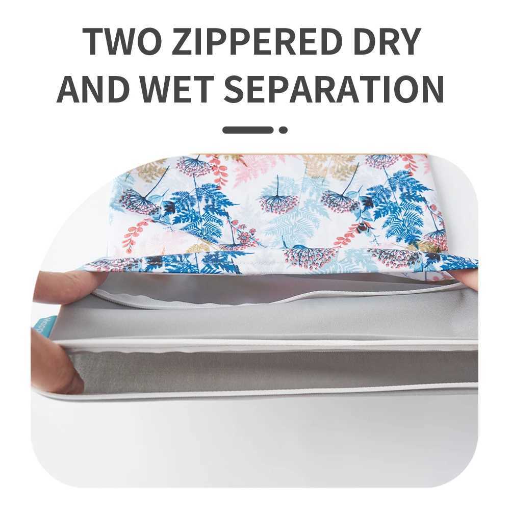 HappyFluent new digital printing 30 * 40CM 2 bags wet bag buckle handle reusable waterproof cartoon pattern wet dry diaper bag W240812