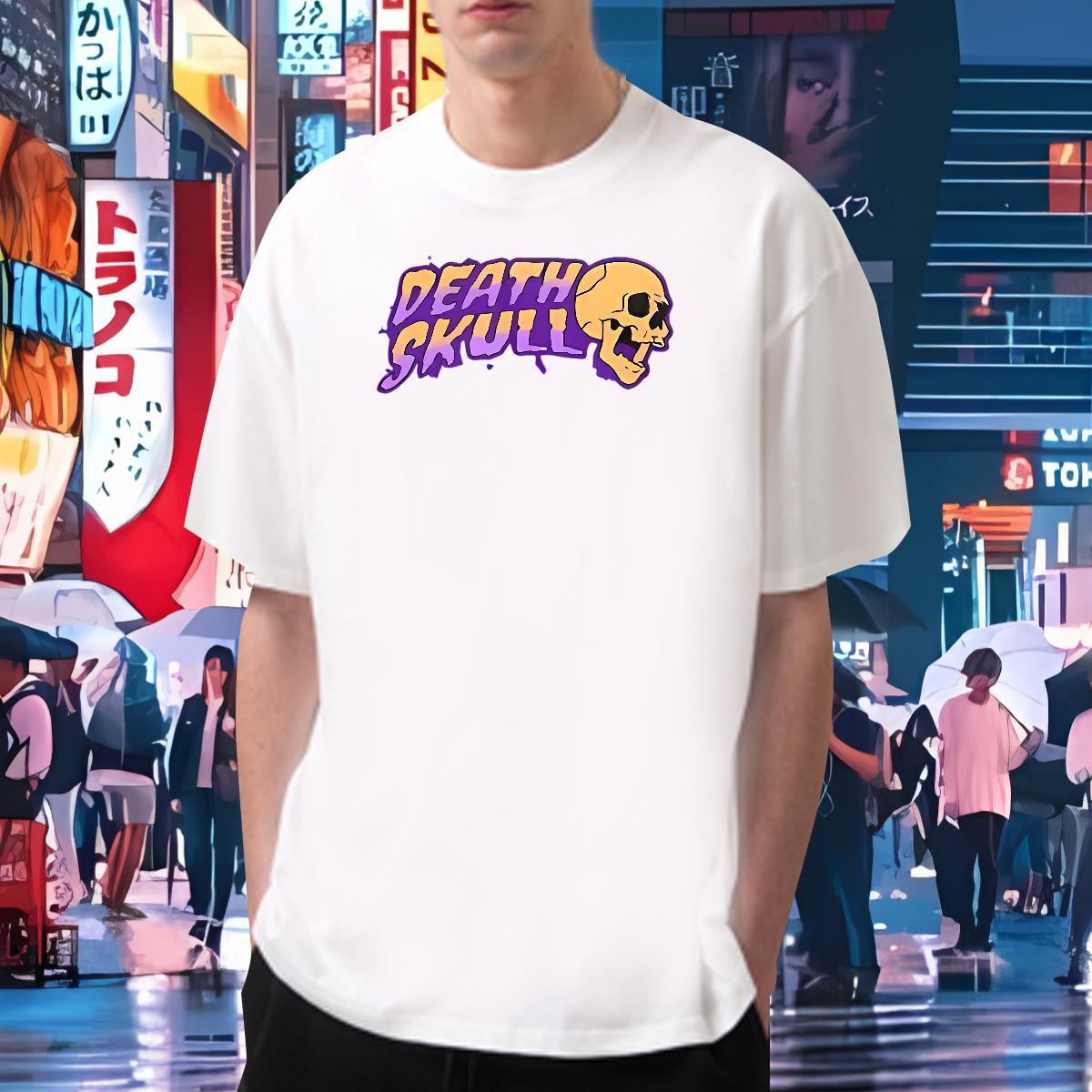 2024 T Shirt For Man skull Clothings 230g Pure Cotton Street Wear Soft Custom Anime Crew Neck Men Tees