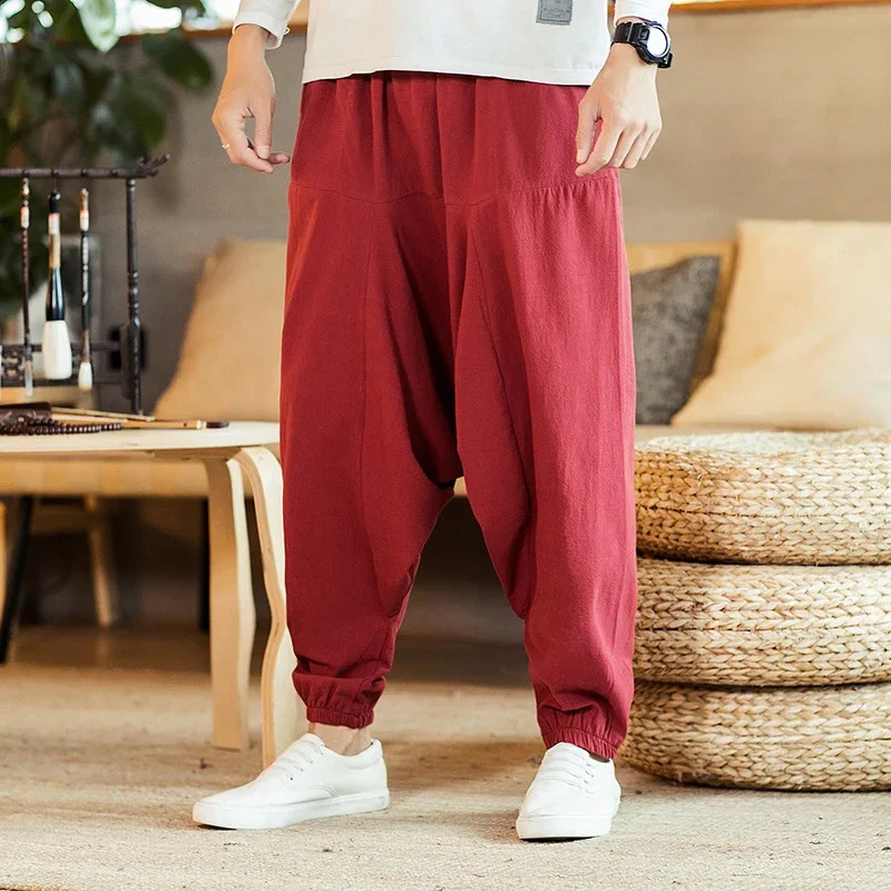 Harem Pants Men Solid Loose Casual Mens Korean Style Cotton Plus Size Sweatpants Male Trousers Mens Pants 240812