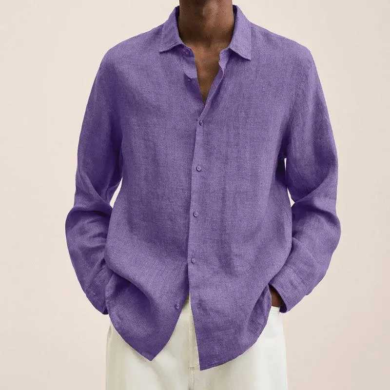 Mens Clothing Autumn and Winter New Temperament Versatile Fashion Splice Button Lapel Long Sleeve Solid Color Commuting ShirtXJ240812