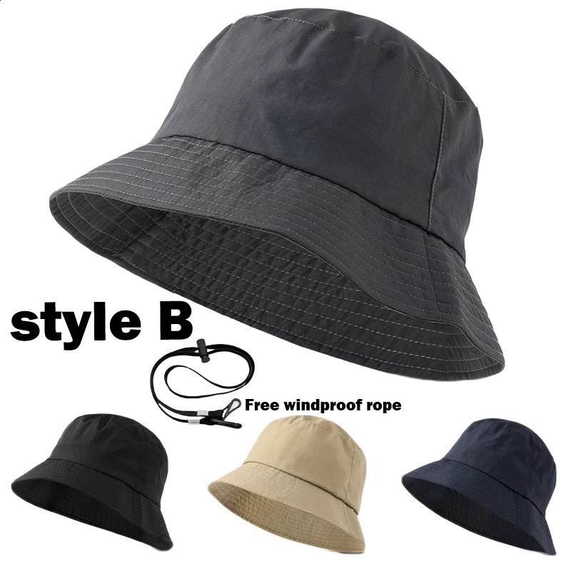 Plus Size Bucket Hat Mens Summer Sunscreen Outdoor Waterproof Large XL Breathable Fishermans Panama Bob 240812