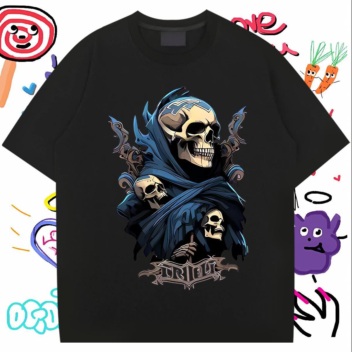 Fashion Mens T Shirts skull Tee Shirt 230g Cotton Home Outdoor Soft Custom Print Oversized Short Sleeve Soft Tshirt for Man Woman