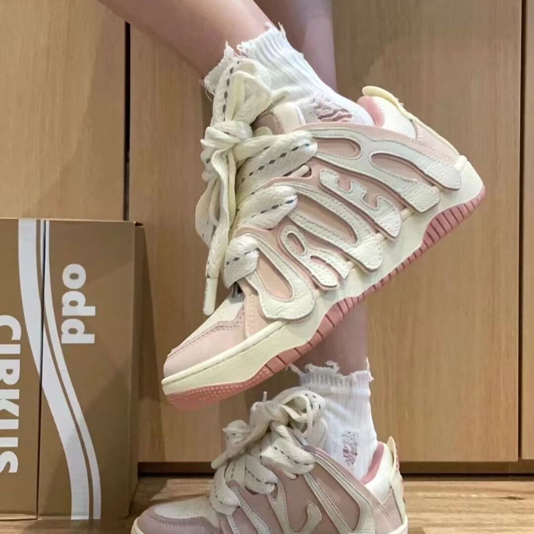 Ddmysports Korean Version Bread Niche High Street Skateboard Couple S Letter Versatile Sports White Shoes Casual Women Outdoor Shoes