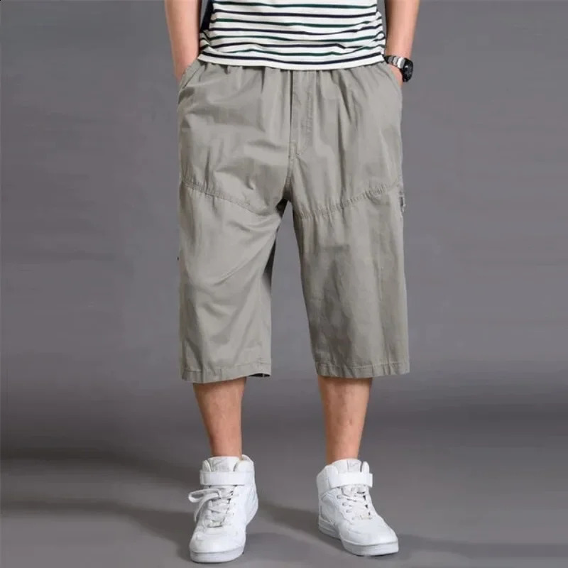 Mens Summer Oversize Fat Cotton Shorts Men Cargo Short Casual Plus Size Cropped Trouser Sport Tactical Baggy Pants Loose 5XL 6XL 240812